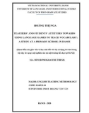 Master thesis English teaching methodology: Teachers' and students' attitudes towards using language games to teach vocabulary - A study at a primary school in Hanoi