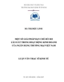 LUẬN VĂN: MỘT SỐ GIẢI PHÁP HẠN CHẾ RỦI RO LÃI SUẤT TRONG HOẠT ĐỘNG KINH DOANH CỦA NGÂN HÀNG THƯƠNG MẠI VIỆT NAM