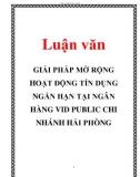 Luận văn: GIẢI PHÁP MỜ RỘNG HOẠT ĐỘNG TÍN DỤNG NGẮN HẠN TẠI NGÂN HÀNG VID PUBLIC CHI NHÁNH HẢI PHÒNG