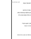 Tóm tắt luận án Tiến sĩ Quản lý công: Quản lý nhà nước đối với hoạt động quan hệ quốc tế của Giáo hội Công giáo Việt Nam