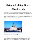 Khám phá những bí mật về Kathmandu