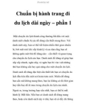 Chuẩn bị hành trang đi du lịch dài ngày – phần 1