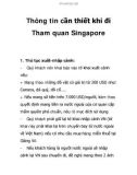 Thông tin cần thiết khi đi Tham quan Singapore