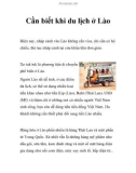 Cần biết khi du lịch ở Lào