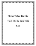 Những Thông Tin Cần Thiết Khi Du Lịch Thái Lan