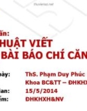 Tập huấn Kỹ thuật viết tin, bài báo chí căn bản - ThS. Phạm Duy Phúc