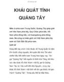 KHÁI QUÁT TỈNH QUẢNG TÂY