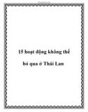 15 hoạt động không thể bỏ qua ở Thái Lan