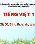 Bài giảng môn Tiếng Việt lớp 1 sách Cánh diều năm học 2021-2022 - Bài 28, 29, 30, 31: Học vần t, th, tr, ch, u, ư, ua, ưa ​(Trường Tiểu học Ái Mộ B)