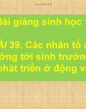 Bài giảng Sinh học 11 bài 39: Các nhân tố ảnh hưởng sinh trưởng và phát triển ở động vật (tt)