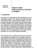 Negative Media Representation of the Roma in Bulgaria