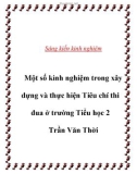 Sáng kiến kinh nghiệm Tiểu học: Một số kinh nghiệm trong xây dựng và thực hiện Tiêu chí thi đua ở trường Tiểu học 2 Trần Văn Thời