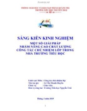 Sáng kiến kinh nghiệm Tiểu học: Một số giải pháp nhằm nâng cao chất lượng công tác chủ nhiệm lớp trong nhà trường Tiểu học