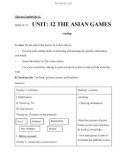 Giáo án unit 12: The asian games - Tiếng Anh 11 - GV.Đặng Ngọc Thủy