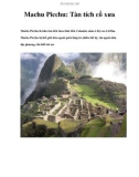 Machu Picchu: Tàn tích cổ xưa