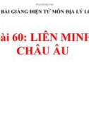 Bài giảng Địa lý 7 bài 60: Liên minh châu Âu