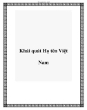 Khái quát Họ tên Việt Nam