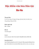 Đặc điểm văn hóa Dân tộc Ba-Na