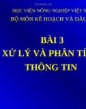 Bài giảng Phương pháp nghiên cứu kinh tế - xã hội nông thôn: Bài 3 - Học viện Nông nghiệp Việt Nam