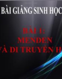 Bài giảng Sinh học 9 bài 1: Menden và di truyền học