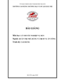 Bài giảng Lý thuyết nghiệp vụ bàn (Ngành: Quản trị nhà hàng và dịch vụ ăn uống - Cao đẳng) - Trường Cao đẳng Thương mại và Du lịch Hà Nội