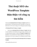 Thủ thuật SEO cho WordPress Template thân thiện với công cụ tìm kiếm