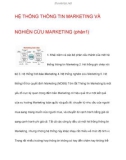 HỆ THỐNG THÔNG TIN MARKETING VÀ NGHIÊN CỨU MARKETING PHẦN 1