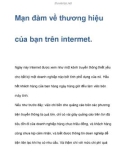 Mạn đàm về thương hiệu của bạn trên intermet.