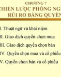 CHƯƠNG 7: LÝ THUYẾT CHIẾN LƯỢC PHÒNG NGỪA RỦI RO BẰNG QUYỀN CHỌN