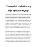 Vì sao tính cách thương hiệu lại quan trọng?