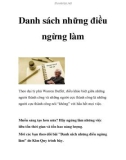 Danh sách những điều ngừng làm