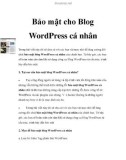 Bảo mật cho Blog WordPress cá nhân