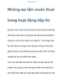 Những sai lầm muôn thuở trong hoạt động tiếp thị