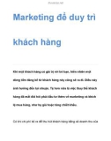 Marketing để duy trì khách hàng