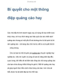 Bí quyết cho một thông điệp quảng cáo hay dành cho sản phẩm