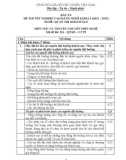 Đáp án đề thi tốt nghiệp cao đẳng nghề khóa 5 (2012-2015) - Nghề: Quản trị khách sạn - Môn thi: Lý thuyết chuyên môn nghề - Mã đề thi: DA-QTKS-LT29