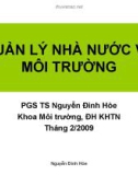 QUẢN LÝ NHÀ NƯỚC VỀ MÔI TRƯỜNG