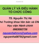 Quản lý và điều hành tổ chức công - TS. Nguyễn Thị Hà