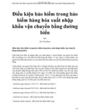 Điều kiện bảo hiểm trong bảo hiểm hàng hóa xuất nhập khẩu vận chuyển bằng đường biển