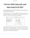 Cách mở nhiều bảng tính cạnh nhau trong Excel 2013