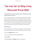 Tạo mục lục tự động trong Microsoft Word 2010