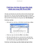 Cách lưu văn bản đã soạn thảo hoặc chỉnh sửa trong MS Word 2003