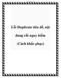 Lỗi Duplicate tiêu đề, nội dung rất nguy hiểm (Cách khắc phục)