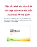 Một số chỉnh sửa cần thiết khi soạn thảo văn bản trên Microsoft Word 2010