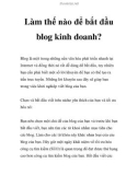 Làm thế nào để bắt đầu blog kinh doanh?