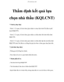 Thẩm định kết quả lựa chọn nhà thầu (KQLCNT)