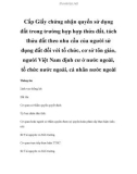 Cấp Giấy chứng nhận quyền sử dụng đất trong trường hợp hợp thửa đất, tách thửa đất theo nhu cầu của người sử dụng đất đối với tổ chức, cơ sở tôn giáo, người Việt Nam định cư ở nước ngoài, tổ chức nước ngoài, cá nhân nước ngoài