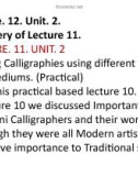 Lecture Art, craft and calligraphy - Lecture 12