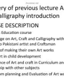 Lecture Art, craft and calligraphy - Lecture 2