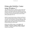 Khám phá Mobility Center trong Windows 7